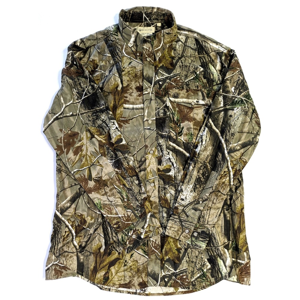 Beretta Mens Realtree AP Camo Hunting Shirt Vented Shooting Patch Large L